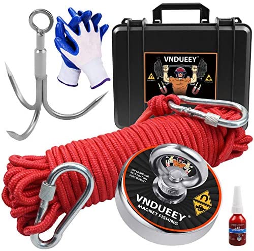 Gloves & Locking Carabiner Gerguirry Magnet Fishing Kit Combined 550lbs 65FT Rope Double Sided Neodymium Fishing Magnet Bundle Pack Heavy Duty Neodymium Magnet with Grappling Hook 